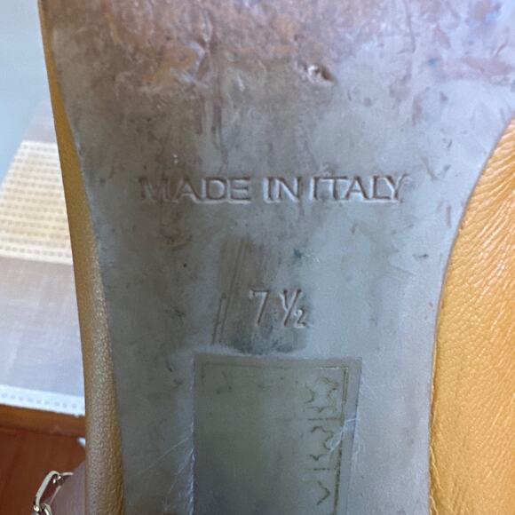 Everlane The Italian Leather Day Heel Shoes Yellow Slip-On Almond Toe Size 7.5 - Picture 9 of 9